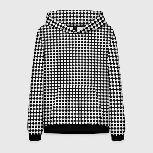 Мужская толстовка Шахматный чёрно-белый / 3D-Черный – фото 1