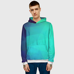 Толстовка-худи мужская Голубые грани, цвет: 3D-белый — фото 2