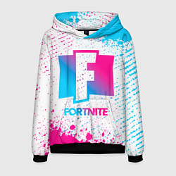 Толстовка-худи мужская Fortnite neon gradient style, цвет: 3D-черный