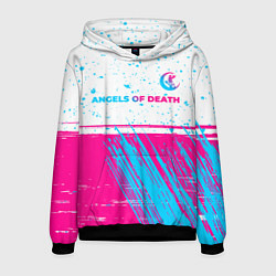 Толстовка-худи мужская Angels of Death neon gradient style: символ сверху, цвет: 3D-черный