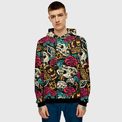 Толстовка-худи мужская A pattern for a hipster, цвет: 3D-черный — фото 2