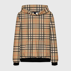 Толстовка-худи мужская Клетка коричневая, цвет: 3D-черный