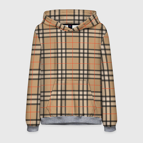Мужская толстовка Клетка коричневая / 3D-Меланж – фото 1