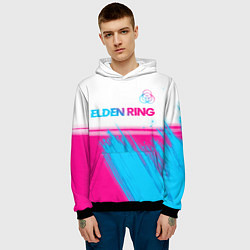 Толстовка-худи мужская Elden Ring neon gradient style: символ сверху, цвет: 3D-черный — фото 2