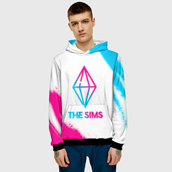 Толстовка-худи мужская The Sims neon gradient style, цвет: 3D-черный — фото 2