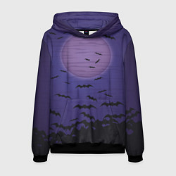 Толстовка-худи мужская Летучие мыши шабаш, цвет: 3D-черный