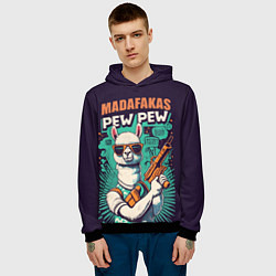 Толстовка-худи мужская Pew Pew Madafakas - лама с пистолетами, цвет: 3D-черный — фото 2