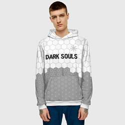 Толстовка-худи мужская Dark Souls glitch на светлом фоне: символ сверху, цвет: 3D-белый — фото 2