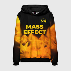 Толстовка-худи мужская Mass Effect - gold gradient: символ сверху, цвет: 3D-черный