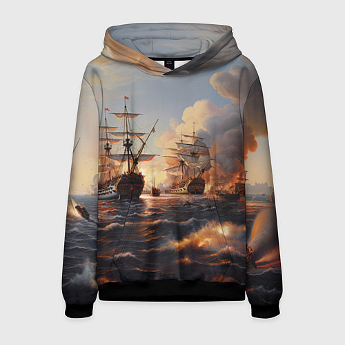 Мужская толстовка Морское сражение / 3D-Черный – фото 1