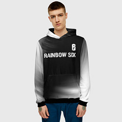 Толстовка-худи мужская Rainbow Six glitch на темном фоне: символ сверху, цвет: 3D-черный — фото 2