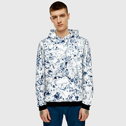 Толстовка-худи мужская Паттерн ледяные вершины гор, цвет: 3D-черный — фото 2