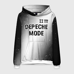 Толстовка-худи мужская Depeche Mode glitch на светлом фоне: символ сверху, цвет: 3D-белый