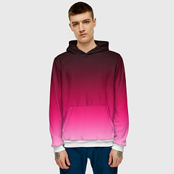 Толстовка-худи мужская Розово-малиновый градиент, цвет: 3D-белый — фото 2