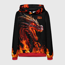 Толстовка-худи мужская Огненный дракон 2024 год, цвет: 3D-красный