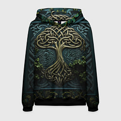 Толстовка-худи мужская Дерево друидов, цвет: 3D-черный