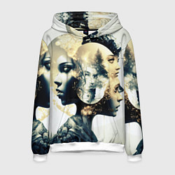 Толстовка-худи мужская Игра разума в стиле абстрактный экспрессионизм, цвет: 3D-белый