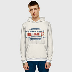 Толстовка-худи мужская The fighter, цвет: 3D-белый — фото 2