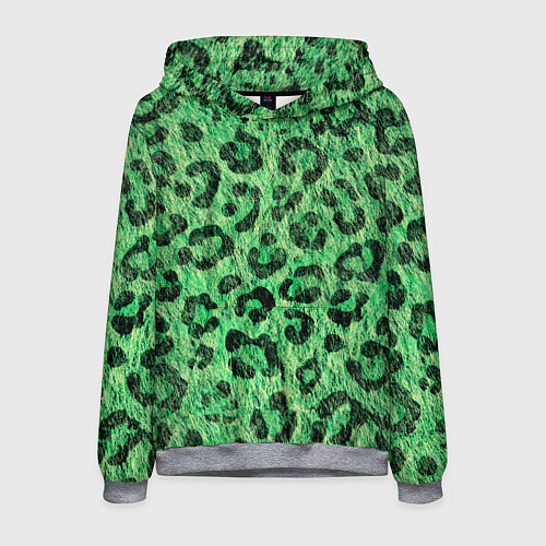 Мужская толстовка Зелёный леопард паттерн / 3D-Меланж – фото 1