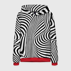 Толстовка-худи мужская Цвета зебры оптическая иллюзия, цвет: 3D-красный
