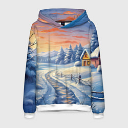 Толстовка-худи мужская Предновогодний восход, цвет: 3D-белый