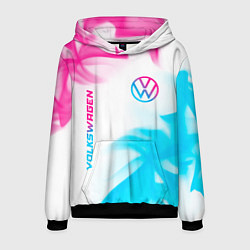 Толстовка-худи мужская Volkswagen neon gradient style вертикально, цвет: 3D-черный