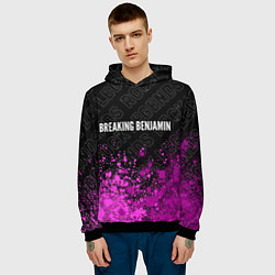 Толстовка-худи мужская Breaking Benjamin rock legends посередине, цвет: 3D-черный — фото 2