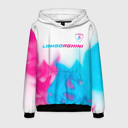 Толстовка-худи мужская Lamborghini neon gradient style посередине, цвет: 3D-черный