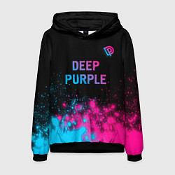 Толстовка-худи мужская Deep Purple - neon gradient посередине, цвет: 3D-черный