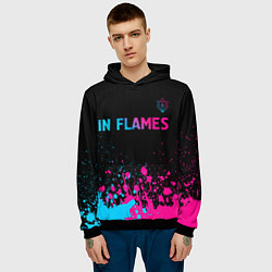 Толстовка-худи мужская In Flames - neon gradient посередине, цвет: 3D-черный — фото 2