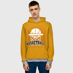 Толстовка-худи мужская Basketball - кольцо и мяч, цвет: 3D-меланж — фото 2