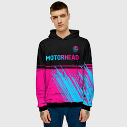 Толстовка-худи мужская Motorhead - neon gradient посередине, цвет: 3D-черный — фото 2