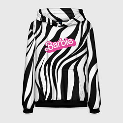 Толстовка-худи мужская Ретро Барби - паттерн полосок зебры, цвет: 3D-черный