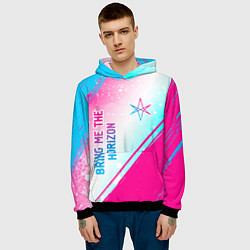 Толстовка-худи мужская Bring Me the Horizon neon gradient style вертикаль, цвет: 3D-черный — фото 2