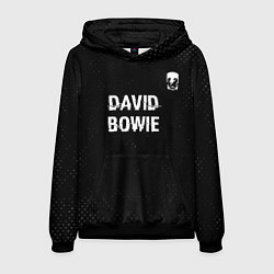 Толстовка-худи мужская David Bowie glitch на темном фоне посередине, цвет: 3D-черный
