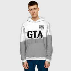 Толстовка-худи мужская GTA glitch на светлом фоне посередине, цвет: 3D-белый — фото 2