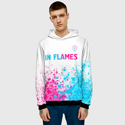 Толстовка-худи мужская In Flames neon gradient style посередине, цвет: 3D-черный — фото 2
