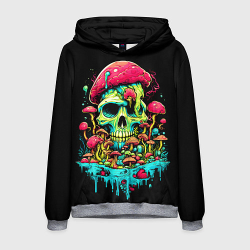 Мужская толстовка Череп с грибами / 3D-Меланж – фото 1