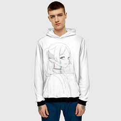 Толстовка-худи мужская Фрирен - карандашный набросок, цвет: 3D-черный — фото 2
