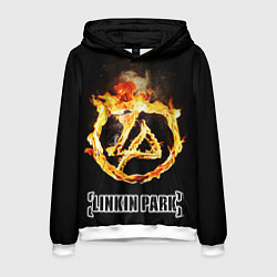 Толстовка-худи мужская Linkin Park - fire logo, цвет: 3D-белый