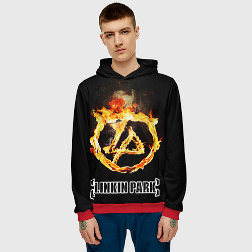 Мужская толстовка Linkin Park - fire logo / 3D-Красный – фото 3