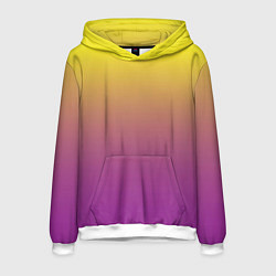 Толстовка-худи мужская Желто-фиолетовый градиент, цвет: 3D-белый