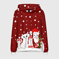 Толстовка-худи мужская Семья ламы, цвет: 3D-белый