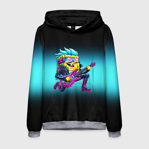 Мужская толстовка Sponge Bob - rock guitarist - ai art / 3D-Меланж – фото 1