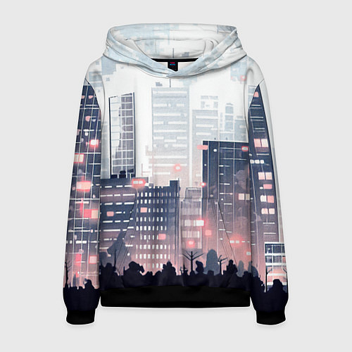 Мужская толстовка Безмятежный город / 3D-Черный – фото 1