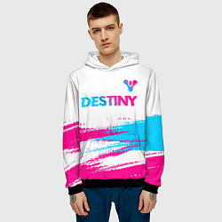 Толстовка-худи мужская Destiny neon gradient style посередине, цвет: 3D-черный — фото 2