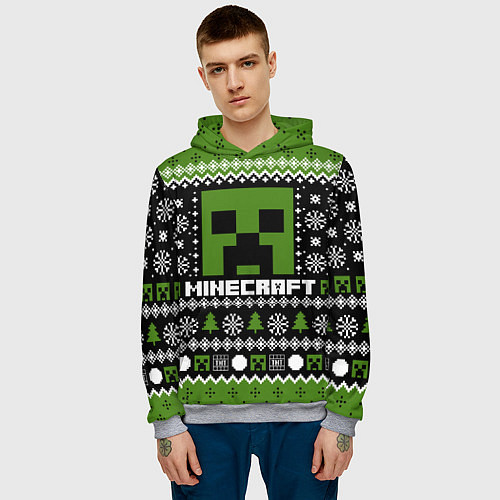 Мужская толстовка Minecraft christmas sweater / 3D-Меланж – фото 3