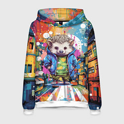 Толстовка-худи мужская Городской ёжик, цвет: 3D-белый