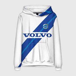 Толстовка-худи мужская Volvo - white and blue, цвет: 3D-белый