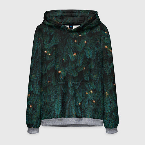 Мужская толстовка Ёлка и гирлянды / 3D-Меланж – фото 1